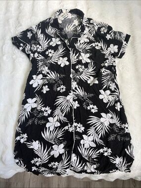 Joe Fresh Black and White Floral Short-Sleeve Pajama Shirt